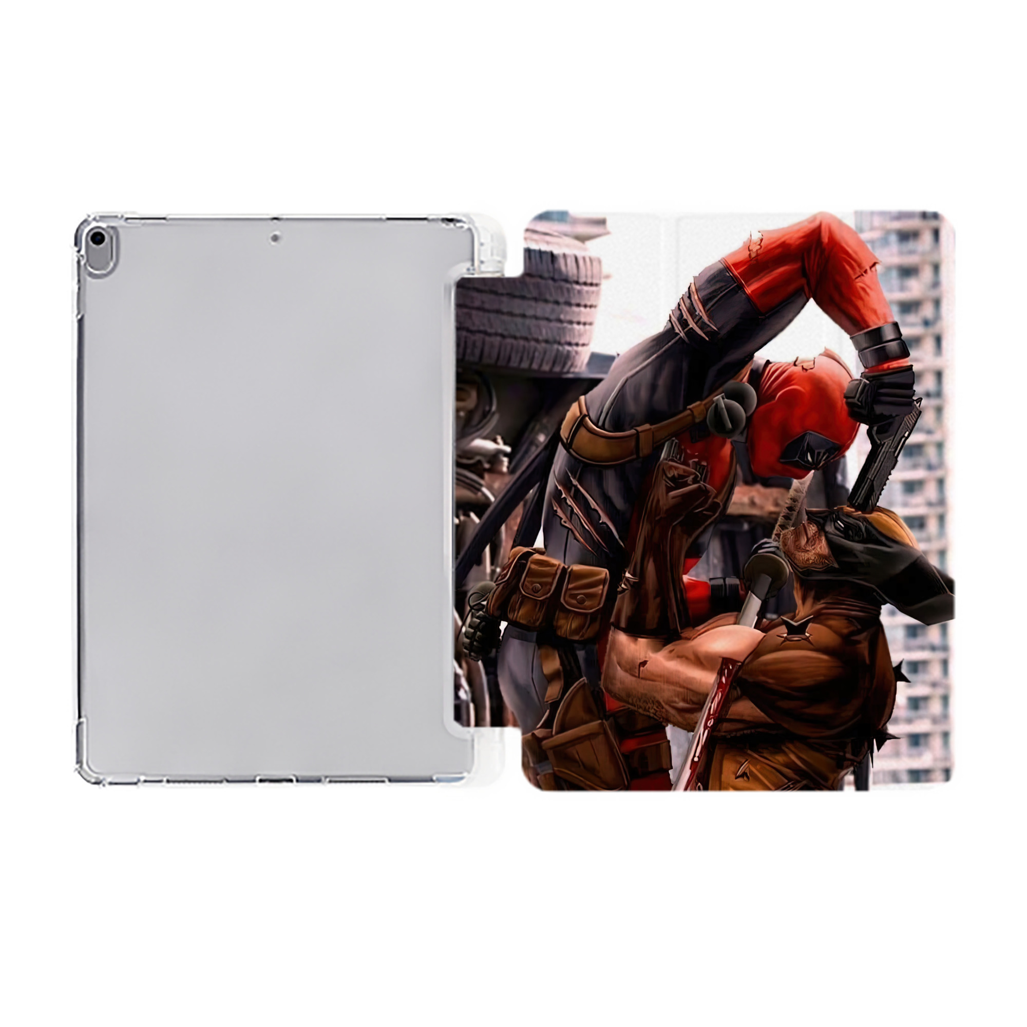 （画像用） Deadpool デッドプール IPad ケース ペン収納付き 三つ折りスタンド PUレザー×シリコン 対応機種9.5/10.5/10.9インチ
